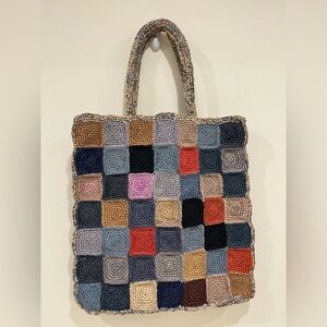 Raffia Crochet Square Tote Bag